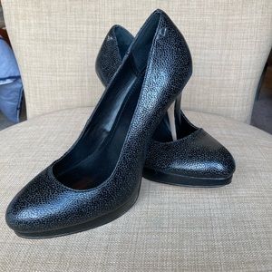 Textured leather heels